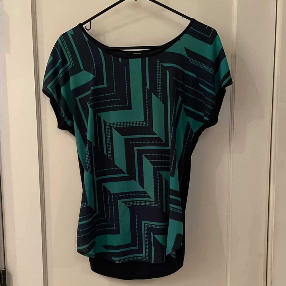 Green Geometric Patterned Women's Top